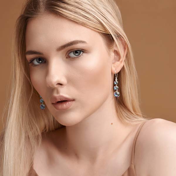 Melinda Crystal Earrings Silver