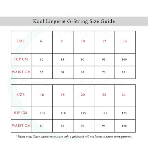 g-string size chart