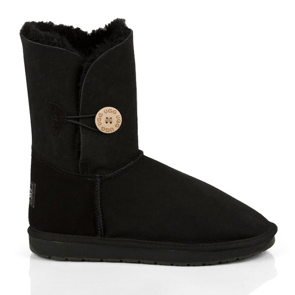 Single Button UGG Boots Black